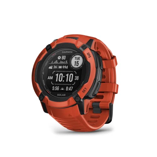 Garmin Instinct 2X Solar, Rugged GPS Smartwatch, (Flame Red)