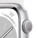 Apple Watch Series 8 [GPS 45mm] Smart Watch w/ Silver Aluminum Case with White Sport Band - M/L.