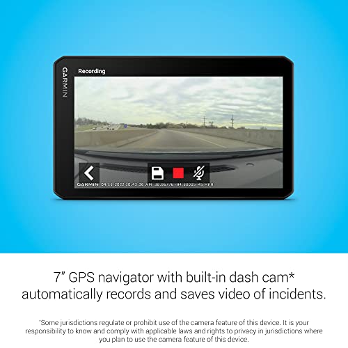 Garmin DriveCam™ 76, Large, Easy-to-Read 7” GPS car Navigator, Built-in Dash Cam